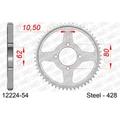 Stahl-Kettenrad AFAM 428 - 53Z Silber 1220753