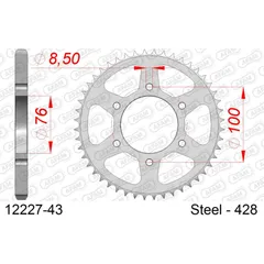 Steel Chain Wheel - Rear Sprocket AFAM 428 - 57t SILVER 1220757