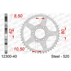 Stahl-Kettenrad AFAM 428 - 52Z Silber 1220852