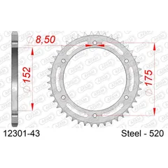Steel Chain Wheel - Rear Sprocket AFAM 520 - 36t SILVER 1221436