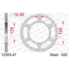 Steel Chain Wheel - Rear Sprocket AFAM 428 - 48t SILVER 1222748