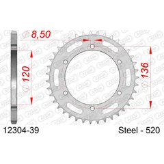 Stahl-Kettenrad AFAM 428 - 49Z Silber 1222449