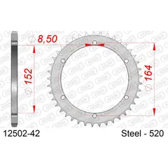 Steel Chain Wheel - Rear Sprocket AFAM 428 - 45t SILVER 1232545