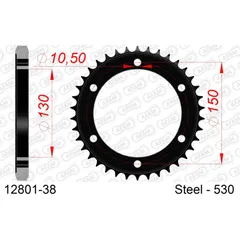 Stahl-Kettenrad AFAM 520 - 49Z Silber 1250849