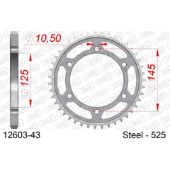 Steel Chain Wheel - Rear Sprocket AFAM 520 - 45t SILVER 1250545