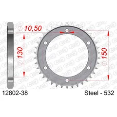 Steel Chain Wheel - Rear Sprocket AFAM 530 - 45t SILVER 1260145