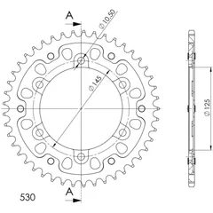 Stealth-Rear Sprocket / Chain Wheel Supersprox 530/44t gold 12601S44