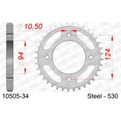 Steel Chain Wheel - Rear Sprocket AFAM 525 - 47t SILVER 1050247