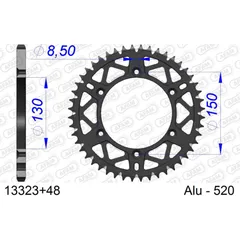Steel Chain Wheel - Rear Sprocket AFAM 525 - 46t BLACK 1281546