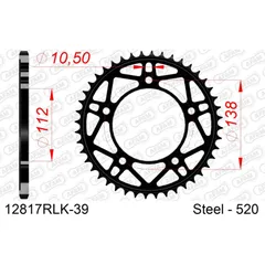 Steel Chain Wheel - Rear Sprocket AFAM 530 - 47t BLACK 1281347