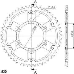 Stealth-Rear Sprocket / Chain Wheel Supersprox 530/52t silver