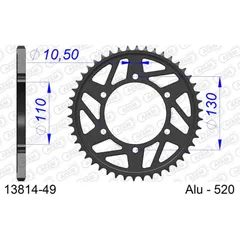 Alu-Kettenrad AFAM 520 - 51Z Silber 13508N51