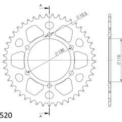 Alu-Rear Sprocket / Chain Wheel Supersprox 520/42t gold
