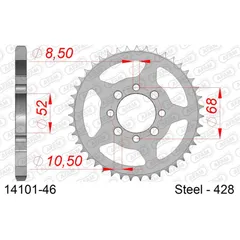 Alu Chain Wheel - Rear Sprocket AFAM 520 - 50t Gun Metal 1381450