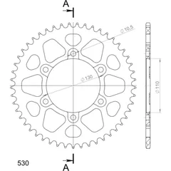 Alu-Rear Sprocket / Chain Wheel Supersprox 530/50t black 13813AK50