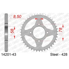 Steel Chain Wheel - Rear Sprocket AFAM 420 - 32t SILVER 1410032