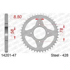 Stahl-Kettenrad AFAM 420 - 37Z Silber 1410037