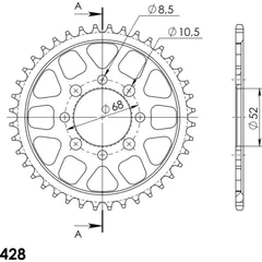 Steel-Rear Sprocket / Chain Wheel Supersprox 428/34t black 14101-34