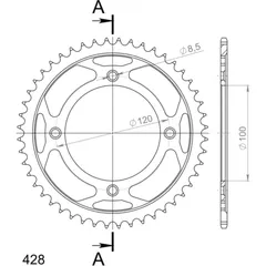 Steel-Rear Sprocket / Chain Wheel Supersprox 428/49t black 14104-49