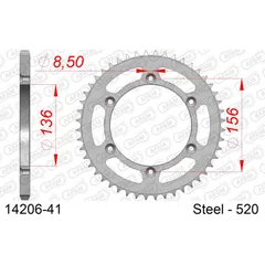 Steel Chain Wheel - Rear Sprocket AFAM 428 - 41t SILVER 1420141