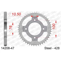 Steel Chain Wheel - Rear Sprocket AFAM 520 - 43t SILVER 1420343