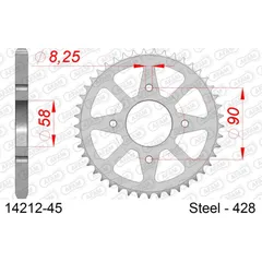 Stahl-Kettenrad AFAM 520 - 44Z Silber 1420344