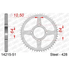 Steel Chain Wheel - Rear Sprocket AFAM 520 - 50t SILVER 1420350
