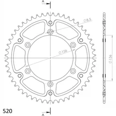 Stealth-Rear Sprocket / Chain Wheel Supersprox 520/60t red
