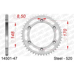 Steel Chain Wheel - Rear Sprocket AFAM 520 - 41t SILVER 1431041
