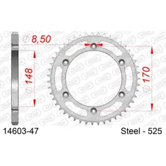 Stahl-Kettenrad AFAM 520 - 47Z Schwarz 1440547