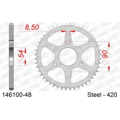 Steel Chain Wheel - Rear Sprocket AFAM 520 - 48t SILVER 1450148