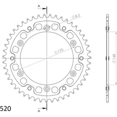 Stealth-Rear Sprocket / Chain Wheel Supersprox 520/42t black 14501K42