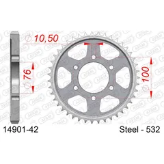 Stahl-Kettenrad AFAM 530 - 38Z Silber 1450338
