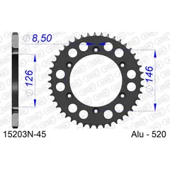 Steel Chain Wheel - Rear Sprocket AFAM 530 - 45t SILVER 1490245