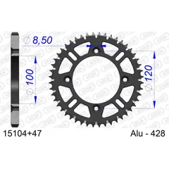 Stahl-Kettenrad AFAM 530 - 43Z Silber 1460143
