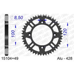 Stahl-Kettenrad AFAM 530 - 45Z Silber 1460145
