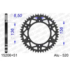 Alu-Kettenrad AFAM 428 - 49Z Silber 15104N49