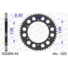 Alu-Kettenrad AFAM 428 - 53Z Silber 15104N53