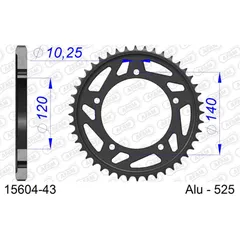 Alu Chain Wheel - Rear Sprocket AFAM 520 - 51t Gun Metal 15206+51