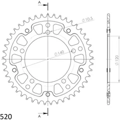 Stealth-Rear Sprocket / Chain Wheel Supersprox 520/55t gold 15605S55