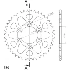 Alu-Rear Sprocket / Chain Wheel Supersprox 530/42t black 15902AK42