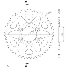Alu-Rear Sprocket / Chain Wheel Supersprox 530/49t black 15902AK49