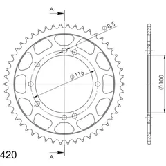 Steel-Rear Sprocket / Chain Wheel Supersprox 420/53t black 16104-53
