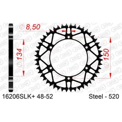 SLK Steel Chain Wheel - Rear Sprocket AFAM 520 - 49t BLACK 16206SLK+49