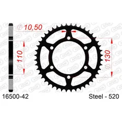 Steel Chain Wheel - Rear Sprocket AFAM 530 - 42t SILVER 1640142
