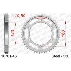 Steel Chain Wheel - Rear Sprocket AFAM 520 - 45t BLACK 1660645
