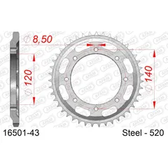 Steel Chain Wheel - Rear Sprocket AFAM 520 - 35t SILVER 1640635
