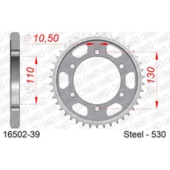 Stahl-Kettenrad AFAM 520 - 36Z Silber 1640636