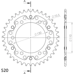 Stealth-Rear Sprocket / Chain Wheel Supersprox 520/37t silver
