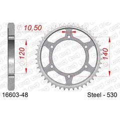 Stahl-Kettenrad AFAM 530 - 45Z Silber 1650245